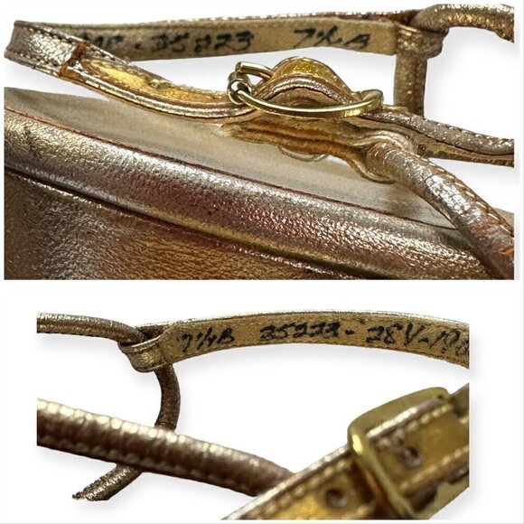 Vintage Herbert Levine Mod Sling Back Pump,  Size 7 1/2 B, Gold - Picture 10 of 16